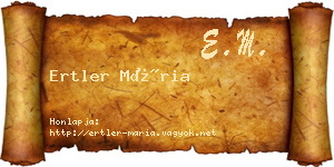 Ertler Mária névjegykártya
